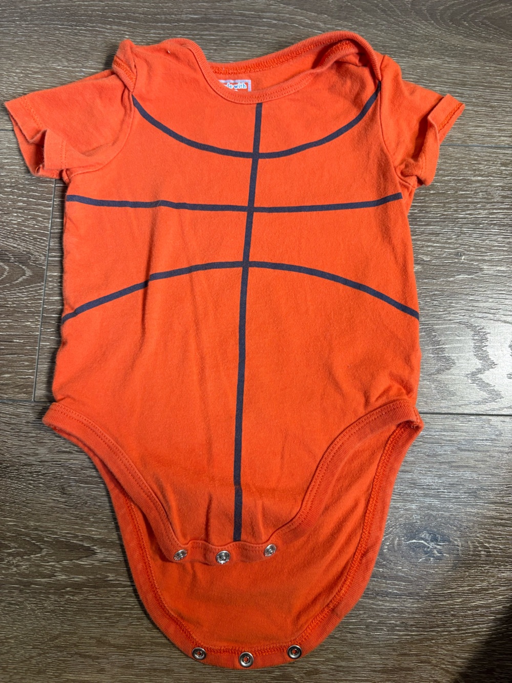 Place Orange Tank Bodysuit with Navy Basketball Lines